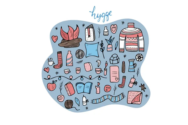 Hygge concept. Vector geïsoleerd symbolen. — Stockvector