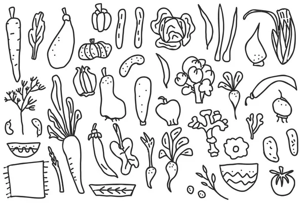 Набір векторних овочів каракулі композиція . — стоковий вектор