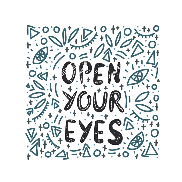 Abre tus ojos con letras decorativas . — Archivo Imágenes Vectoriales