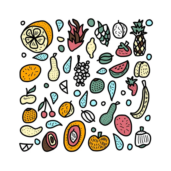 Conceito de vetor de frutas no estilo doodle . —  Vetores de Stock