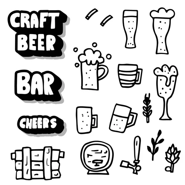 Elementos de cerveza artesanal establecidos. Ilustración vectorial . — Archivo Imágenes Vectoriales