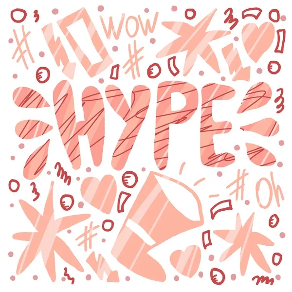 Lettrage manuscrit hype. Illustration vectorielle . — Image vectorielle