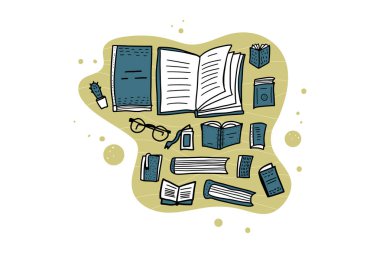 Kavramı kitap. Vektör çizim doodle tarzı.