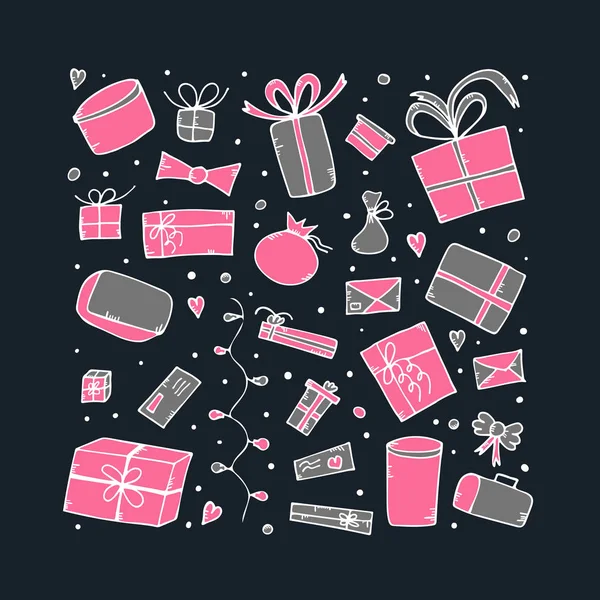 Ensemble de coffrets cadeaux. Illustration vectorielle . — Image vectorielle