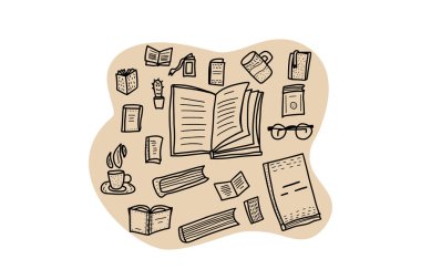 Kavramı kitap. Vektör çizim doodle tarzı.