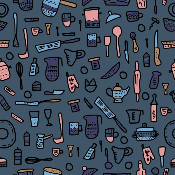 Vektör seamless modeli, mutfak malzemeleri.