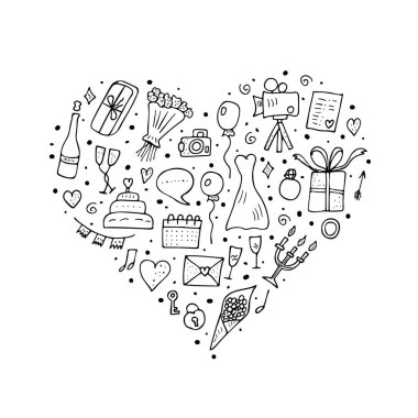 Sembolleri düğün ayarlayın. Vektör tasarlamak.