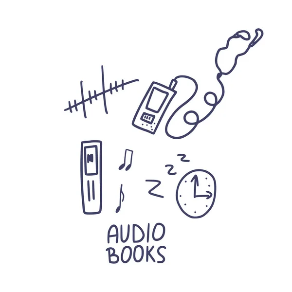 Conjunto de símbolos de audiolibros. Ilustración vectorial . — Vector de stock