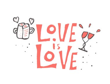 Aşk vektör yazı seviyorum. Vektör çizim.