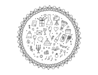 Sembolleri düğün ayarlayın. Vektör tasarlamak.