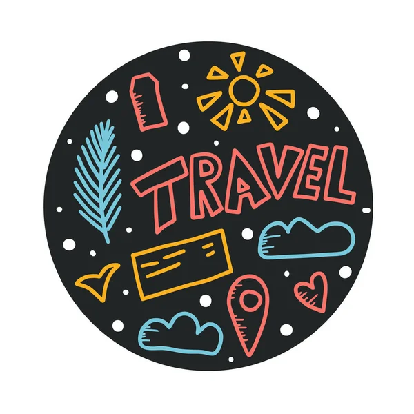Set of travel doodle symbols in vector. — Stock Vector
