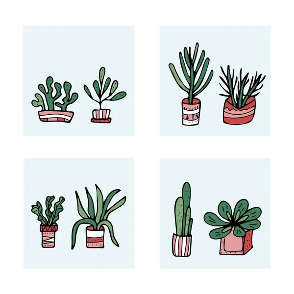Vetplanten in doodle stijl. Vectorillustratie. — Stockvector