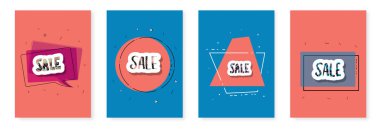 Satış banner şablon. Vektör rengi çizim.