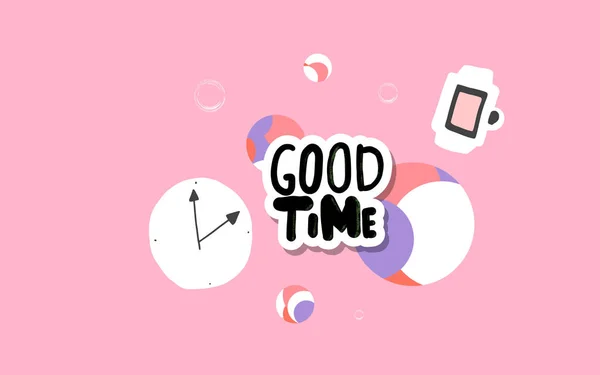 Lettrage vectoriel écrit à la main Good Time . — Image vectorielle