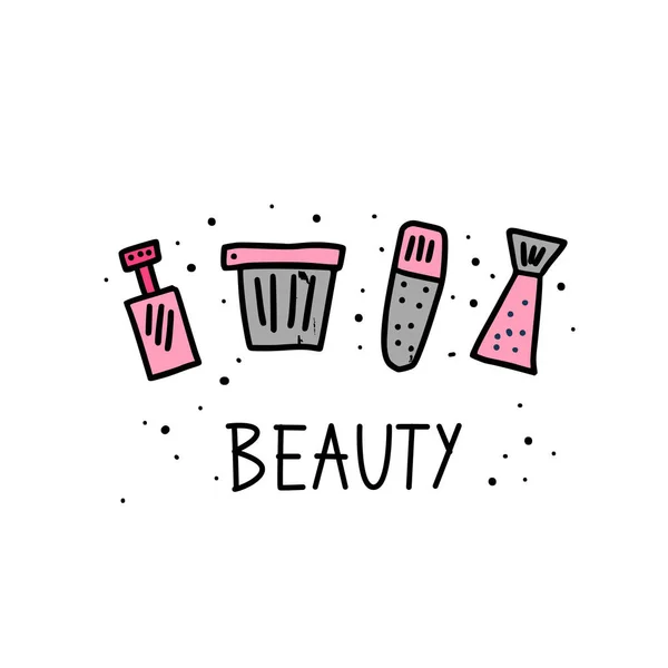 Set de suministros de belleza. Ilustración del diseño vectorial . — Vector de stock