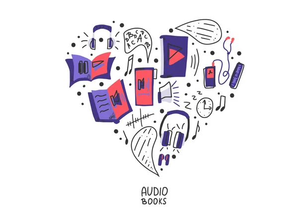 Conjunto de símbolos de audiolibros. Ilustración vectorial . — Archivo Imágenes Vectoriales