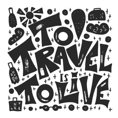 Alıntı vektörde doodle simgeler ile seyahat.