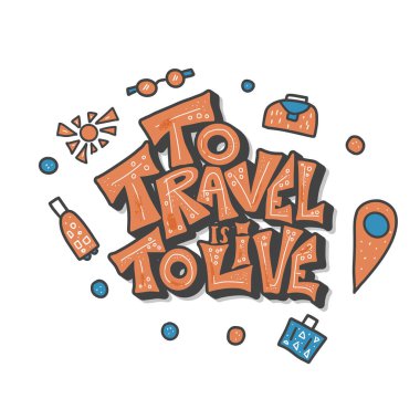 Alıntı vektörde doodle simgeler ile seyahat.