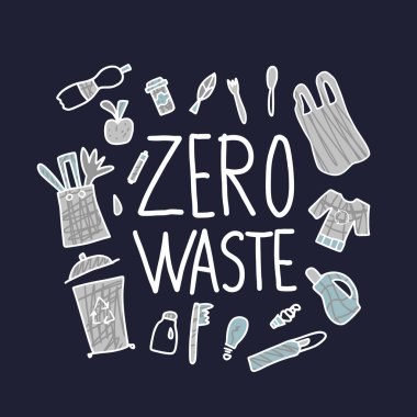 Sıfır atık kavramı alıntı. Vektör çizim. 