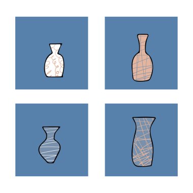 Vektör çiçek vaves doodle tarzı dizi. 