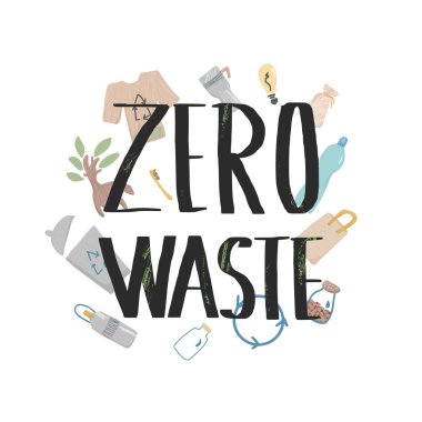 Sıfır atık kavramı alıntı. Vektör çizim. 