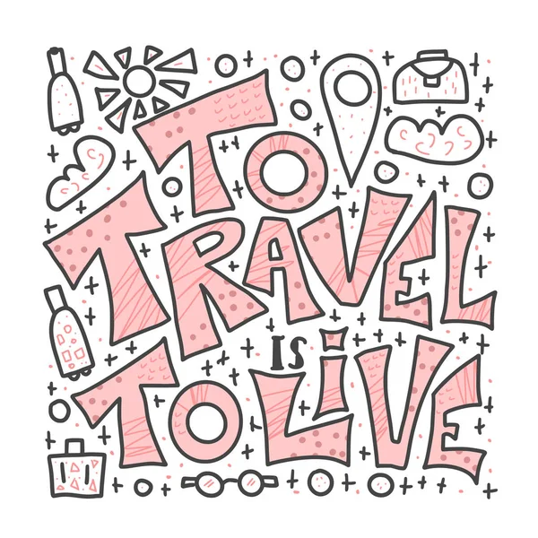 Alıntı vektörde doodle simgeler ile seyahat.