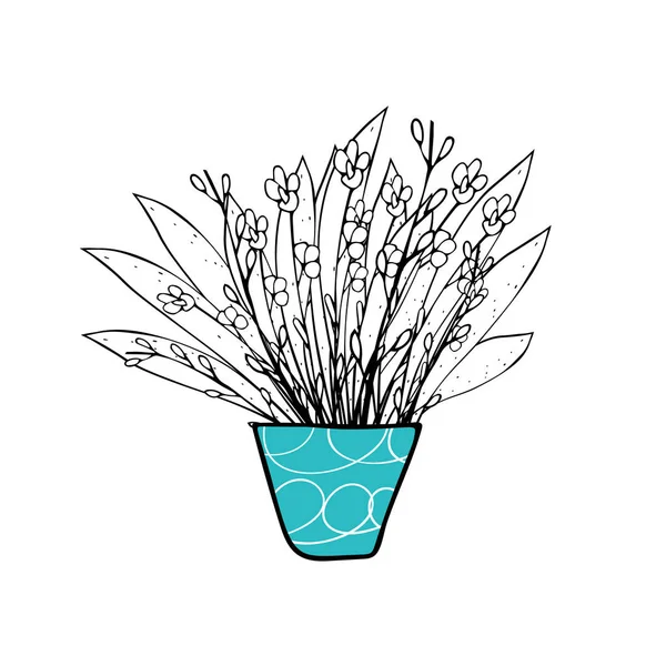 Conjunto de vaves de flores vetoriais em estilo doodle . — Vetor de Stock