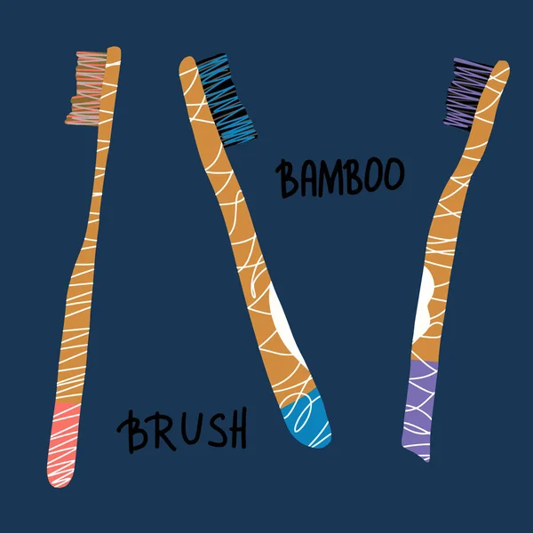Bambu diş fırçaları ayarlayın. Vektör çizim. — Stok Vektör