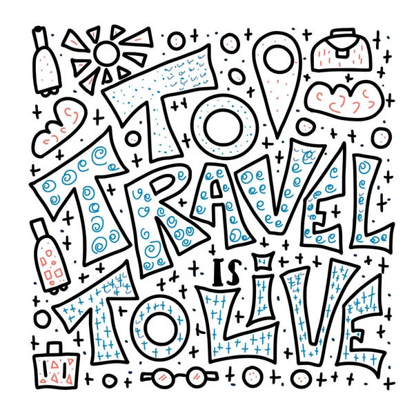 Alıntı vektörde doodle simgeler ile seyahat.