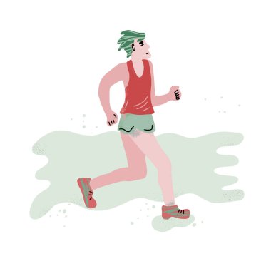 Beyaz arka plan üzerinde izole vektör düz runner.