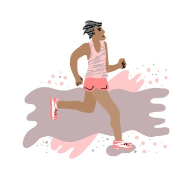 Beyaz arka plan üzerinde izole vektör düz runner.