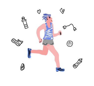 Beyaz arka plan üzerinde izole vektör düz runner.