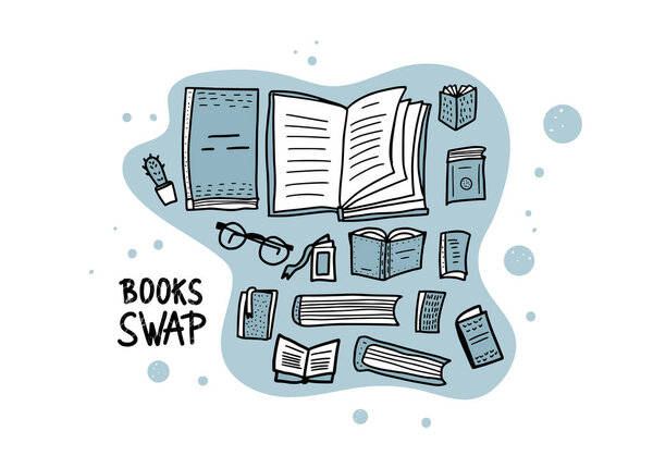 Книжный обмен рукописными буквами. Векторный дизайн
. 