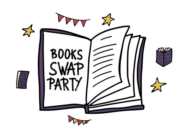 Книжный обмен рукописными буквами. Векторный дизайн
. 