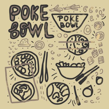 Poke kase kavramı. Vektör tasarım Illustration.