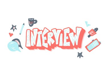 Röportaj tasarım poster. Vektör Illustration.