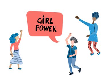 Karakterlerle vektör kız güç kavramı. 
