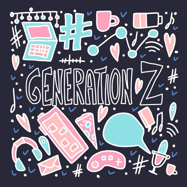 Generatie z poster. Vector concept illustratie. — Stockvector