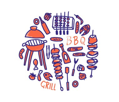 Metin ile Barbekü kompozisyon. Vektör tasarımı.