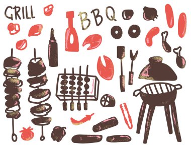 Metin ile Barbekü kompozisyon. Vektör tasarımı.
