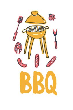 Barbekü kompozisyonu. Vektör tasarımı.