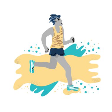 Beyaz arka plan üzerinde izole vektör düz runner