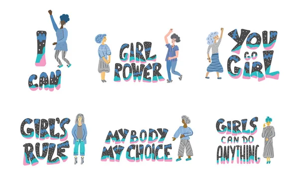 Girl power quotes. Vector illustration. — Stock Vector