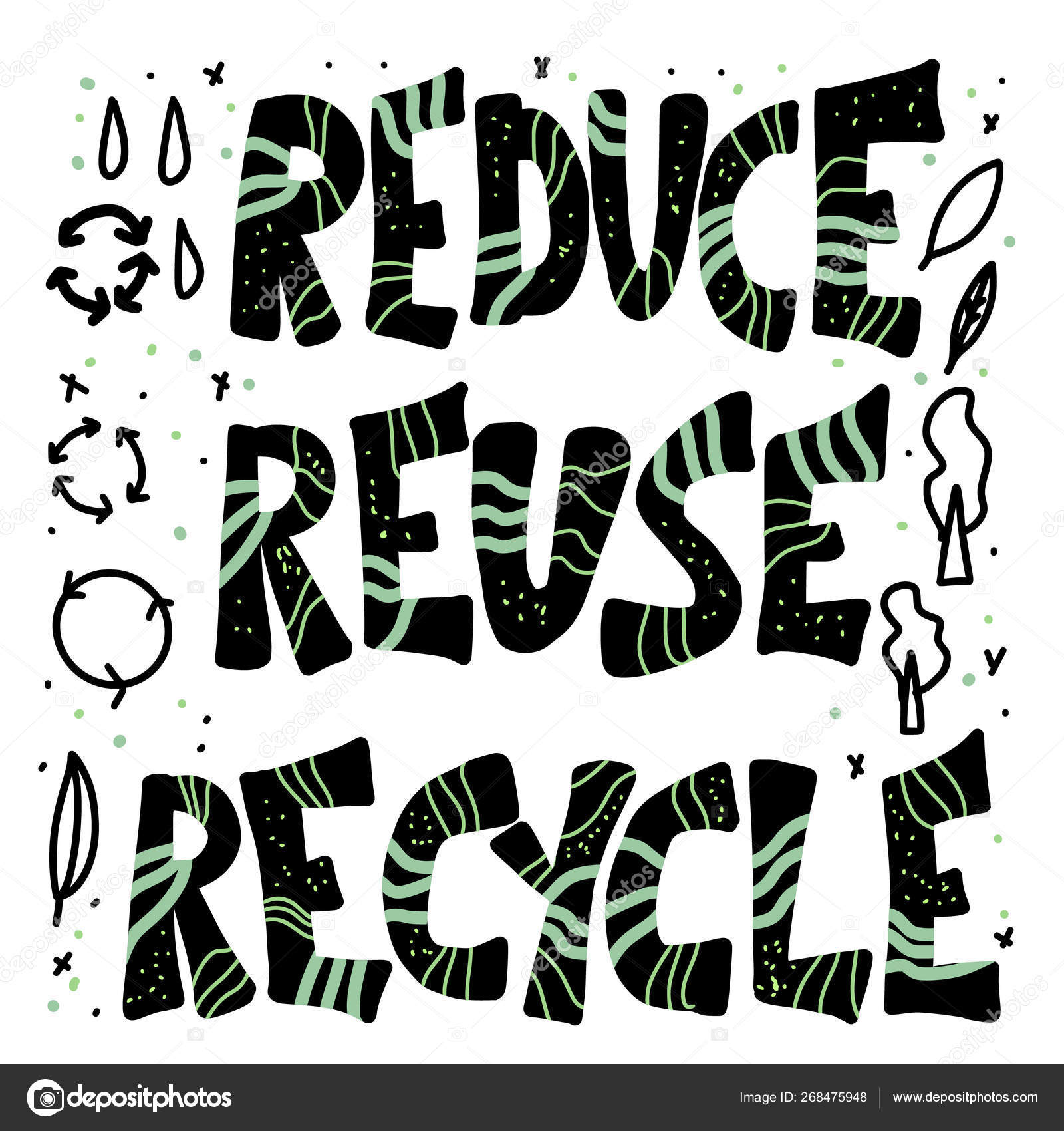 Reduce Reuse Recycle concept. Vector design text Stock Vector by ...