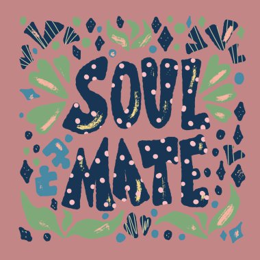 Soulmate teklif tasarım. Vektör rengi stilize metin