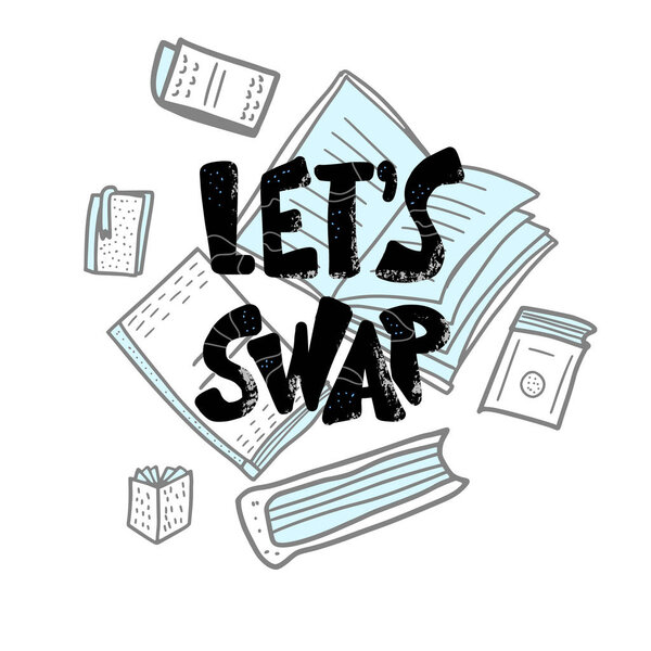 Книга Swap рисованный текст. Векторный дизайн цвета
 