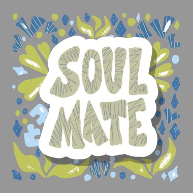 Soulmate teklif tasarım. Vektör rengi stilize metin.