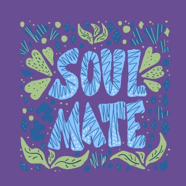 Soulmate teklif tasarım. Vektör rengi stilize metin.