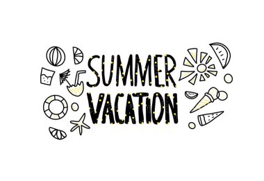 Yaz tatili alıntısı. Vektör rengi stilize metin.