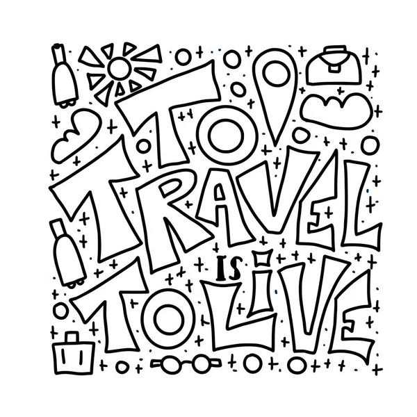 Cita de viaje con símbolos doodle en vector . — Archivo Imágenes Vectoriales